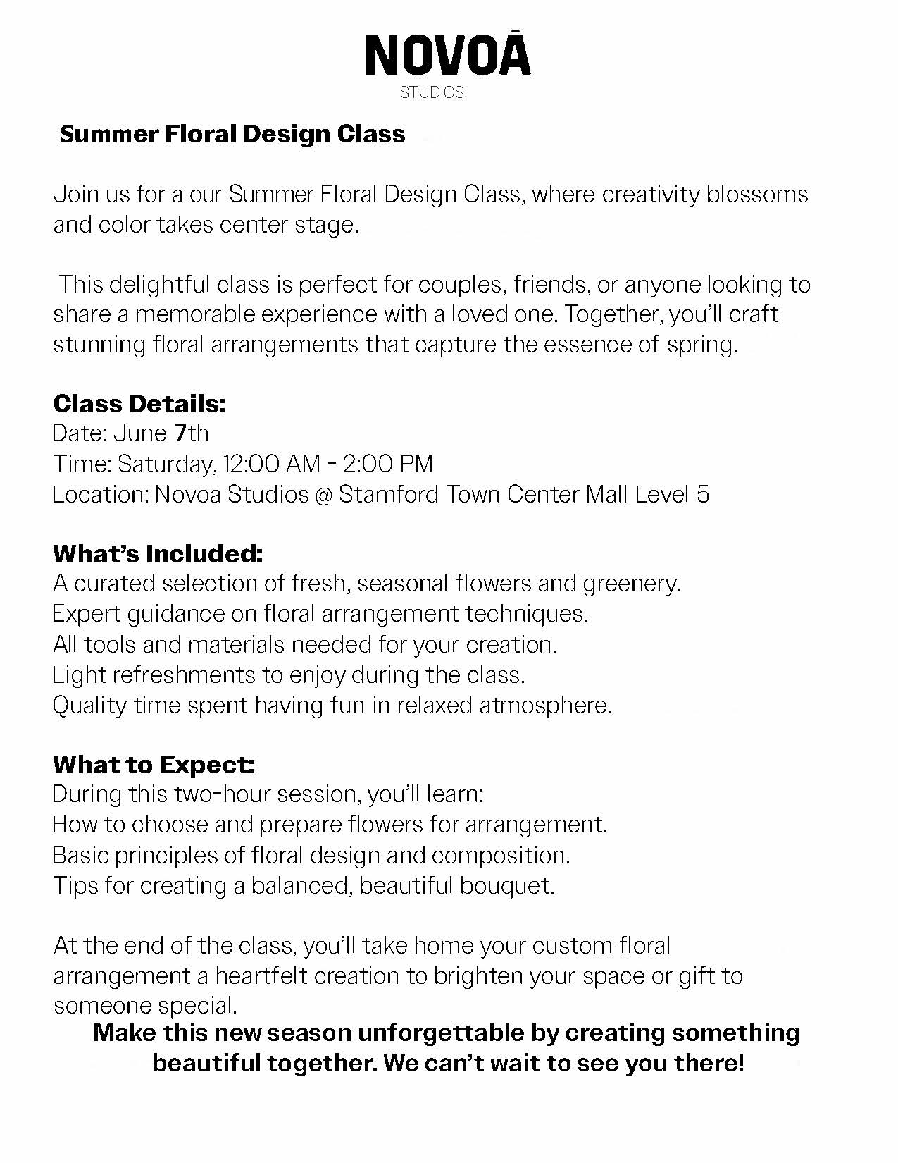 Summer Floral Class June 7th