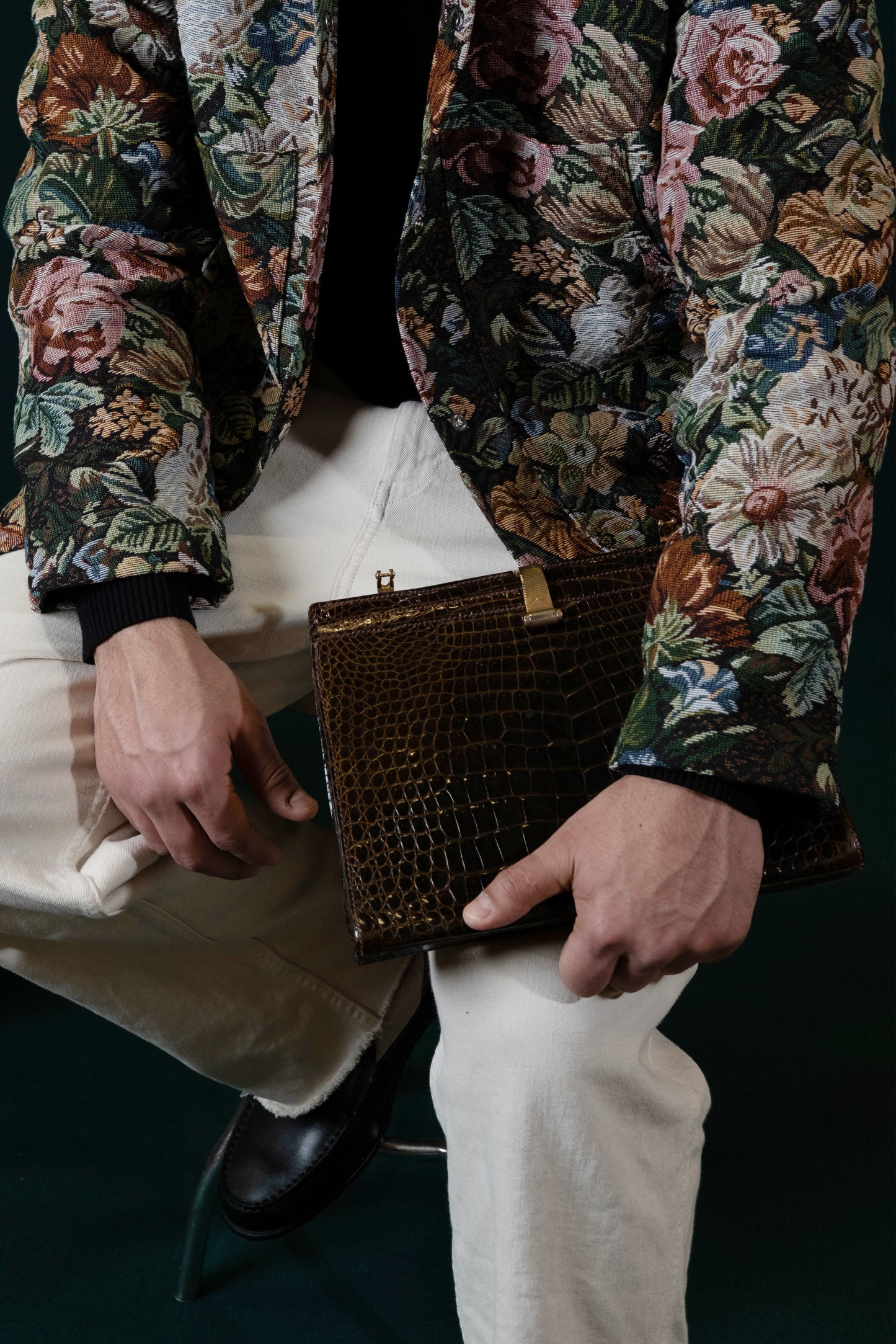 La Bolsa Vintage French Crocodile Clutch